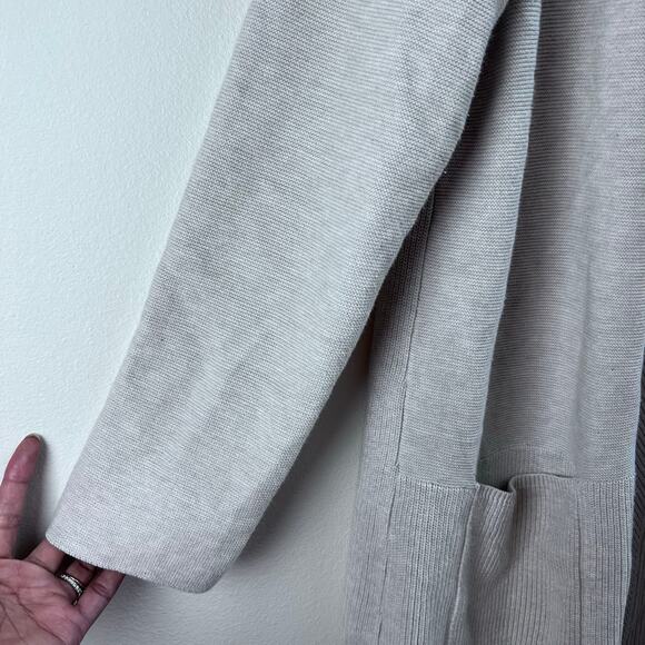 J.Jill Cotton Knit Cardigan Sweater Sz Medium Gray Button Down Minimalist Casual - Picture 5 of 8